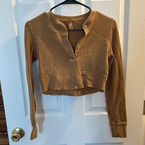 SKIMS Brown Waffle Crop Top